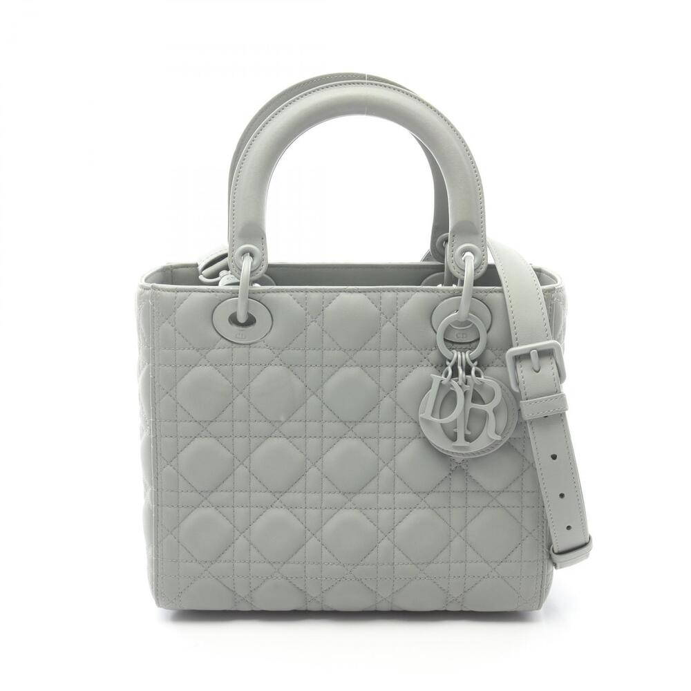 Christian Dior LADY Cannage Handbag Leather Green
